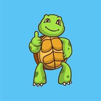 cartoon animal design tortoise posing thumbs up cute mascot logo vector