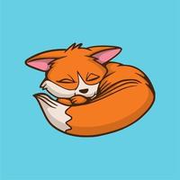 cartoon animal design Sleeping fox cute mascot logo vector