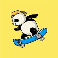 cartoon animal design panda skateboarding cute mascot logo vector