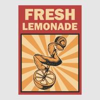 diseño de cartel vintage limonada fresca ilustración retro vector