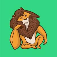 cartoon animal design lazy lion cute mascot logo vector