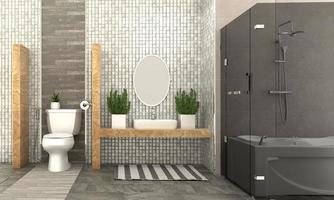 Bath room interior design - modern style. 3d rendering photo