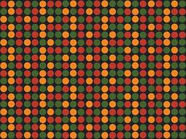 Bright abstract geometric seamless pattern with circles, dots in traditional African colors red, yellow, green on black background. Ditsy backdrop for Kwanzaa, Black History Month, Juneteenth design vector