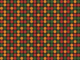 Bright abstract geometric seamless pattern with circles, dots in traditional African colors red, yellow, green on black background. Ditsy backdrop for Kwanzaa, Black History Month, Juneteenth design vector