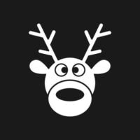 Deer head. Reindeer head isolated on black background, vector illustration.
