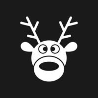 Deer head. Reindeer head isolated on black background, vector illustration.