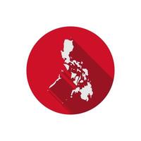 Map of Philippine Islands on red circle with long shadow vector