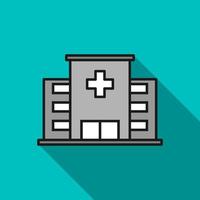 Diseño vectorial de icono plano de color de hospital con sombra larga vector