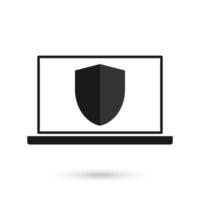 Computer or laptop protection black icon flat design vector