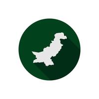 Mapa de Pakistán en círculo verde con larga sombra vector
