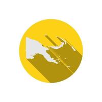 Map of Papua New Guinea on yellow circle with long shadow vector