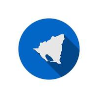 Nicaragua map on blue circle with long shadow vector