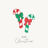 decoración de bolas de navidad dibujada a mano simple y acogedora con texto de feliz navidad vector