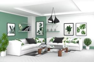 Living room interior - room modern tropical style with composition - minimal design. 3D rendering photo