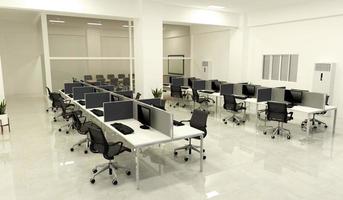 Oficina de negocios: hermosa sala grande, sala de oficina y mesa de conferencias, estilo moderno. Representación 3d foto
