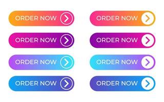 Order now set web button. Set of colorful web button vector icon.