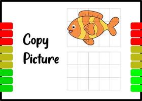 copy the picture of animal. learn how to draw fish . vector