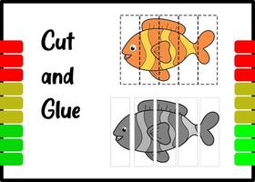 cut and glue the fish. learn how to cut the fish and glue vector