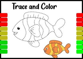 trazar y colorear un pez. aprende a los niños a trazar un pez y colorearlo vector