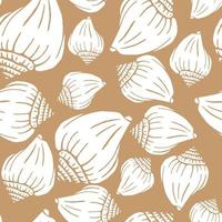 Seamless pattern with seashells. Marine background.  Hand drawn vector illustration in sketch style. Perfect for greetings, invitations, coloring books, textile, wedding and web design.