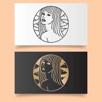 minimalist elegant beauty girl logo ediatble template vector