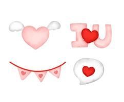 Watercolor valentine's day element set vector