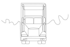 vista frontal transporte continuo dibujo de una línea vector