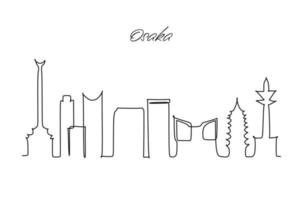 Osaka Japan one line style city skyline. Simple modern minimalistic style vector. Continuous line drawing vector