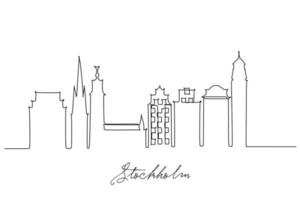 One line style city skyline. Simple modern minimalistic style vector. Continuous line drawing vector