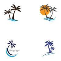 Ilustración de vector de plantilla de logotipo de verano de palmera o cocotero