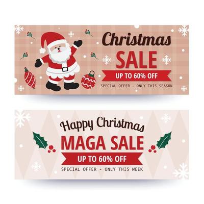 Christmas sale banner. Vector illustration. Flat design.