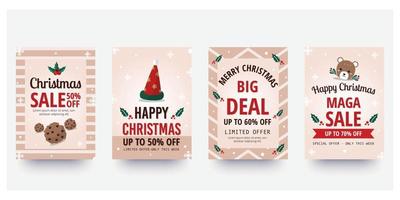 Christmas sle flyer and poster design with sale promotional text and colorful christmas element. Vector illustration.