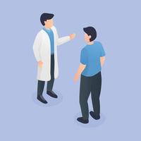 doctor consultation with patient standing with isometric style vector