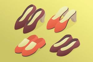 shoes asset collection for woman fashion with isometric style vector