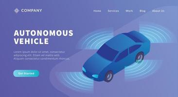 autonomous car or vehicle concept with radar and isometric style for website template or landing homepage vector