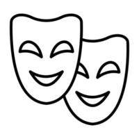 Theater Masks Line Icon vector