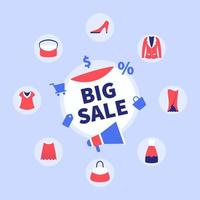 big sale banner digital marketing with ecommerce icon and modern tone color vector