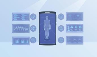 Estadísticas modernas de salud del cuerpo humano para infografías con estilo plano moderno. vector