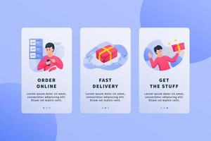 process on online shopping for stage or step with 3 option for website template or banner vector