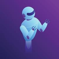 future robot ai isolated with dark vivid purple background and modern isometric style vector