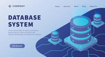 database system concept with big data environment and connection transfer data with isometric style for website template or landing homepage vector