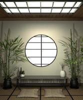 Room minimal design with Tatami mat floor and decoration Japanese style, empty room interior, 3D rendering photo