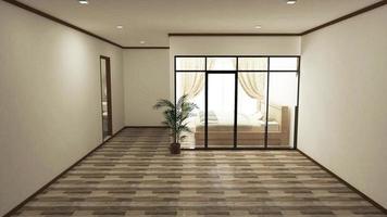 bedroom white classic bedroom on floor tiles wood. 3D rendering photo