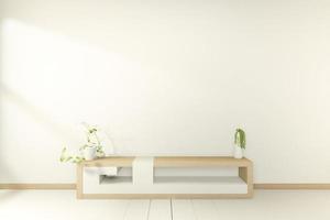 Tv cabinet in tropical empty room Japanese - zen style,minimal designs. 3D rendering photo