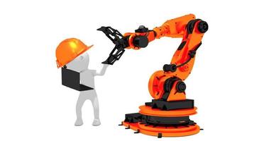 Robotic arm on white background. 3D rendering photo