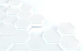 futuristic concept hexagon white abstract showcase. 3D rendering photo