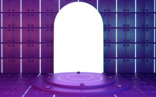 Game concept gradients purple and blue abstract podium showcase. 3D rendering photo