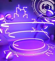 Game concept gradients purple and blue abstract podium showcase. 3D rendering photo