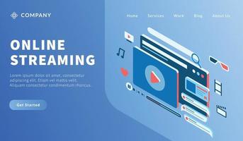 online streaming concept with various video icon for website template or landing homepage vector