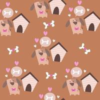 Seamless pattern with cute cartoon dog and bones vector